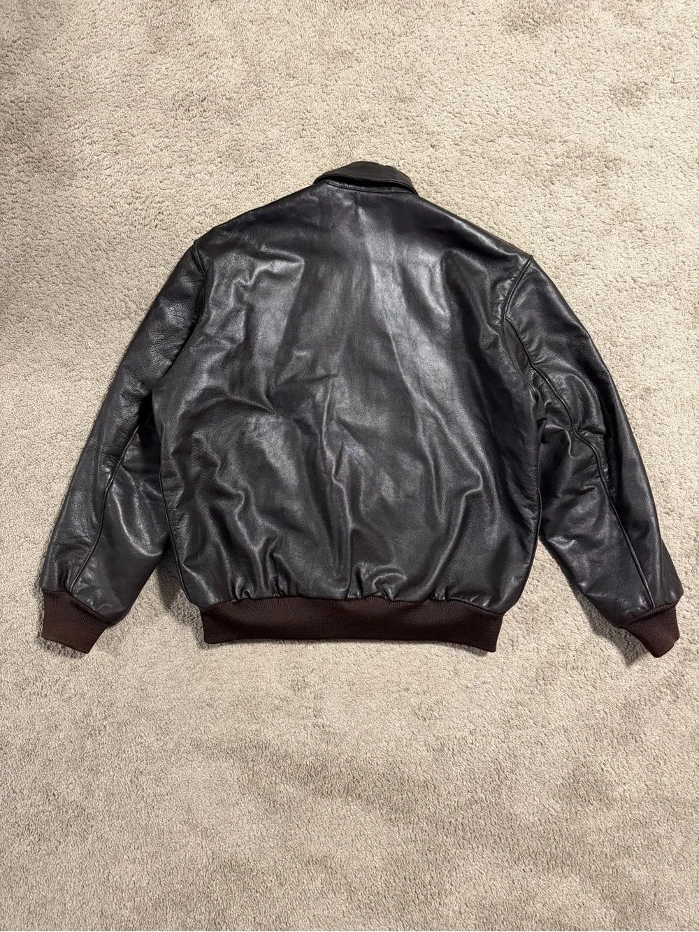 Vintage L.L. Bean Men's Brown Leather Bomber Jacket